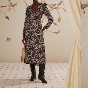 #38 NWT FARM Rio Cream Natural Skin Midi Dress